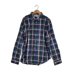 NWT FIVE FOUR Men Size 2XL Woven Plaid Shirt Cotton Button Down Collar Elbow Pad